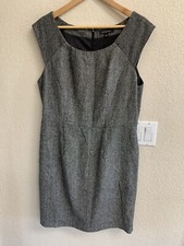 Banana Republic Black Tweed Wool Lined Dress Size 14