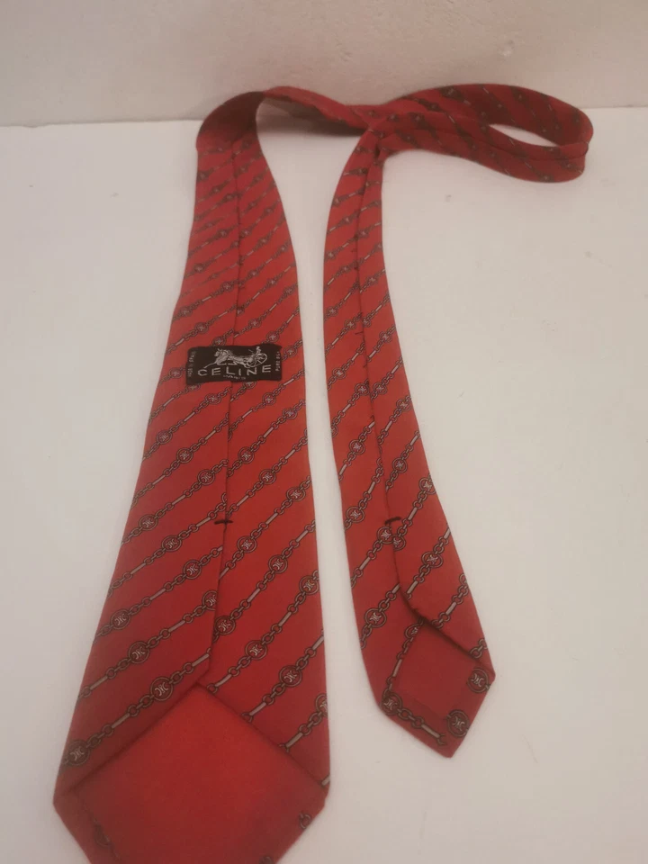CELINE PARIS 100% SILK TIE CRAVATTA SETA NECKTIE VINTAGE MADE IN ITALY Foto 4 de 4
