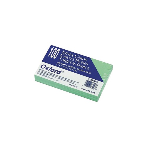 Oxford Unruled Index Cards 3 x 5 Green 100/Pack 7320GRE - Picture 3 of 3