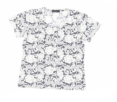 Just Elegance Damen blau Paisley Polyester Basic T-Shirt Größe 12 Rundhalsausschnitt