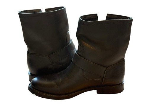 Frye Women’s Black Leather Engineer Harness Boots Size 7 Biker Moto Mid Calf - Picture 6 of 8