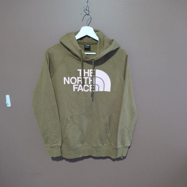 The North Face Hoodie Womens L Green Pullover Fleece Graphic Logo Sweatshirt