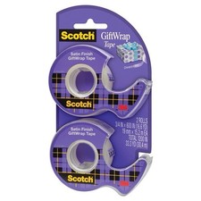 Scotch Gift Wrap Tape 2 Rolls Transparent Satin Finish Strong Hold 600In Each