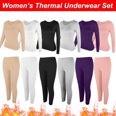 Winter Damen Warme Unterwäsche Lange Unterhose Set Basisschicht Oberteil & Hose