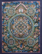 Buddha Life Mandala Tibetan Hand-Painted Thangka Painting (32" x24") (D4T49)