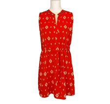 Collective Concepts womens Petite Medium orange print dress tie waist sleeveless