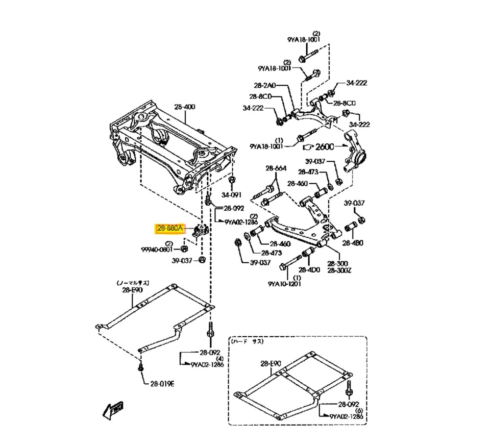 Subchasis trasero MAZDA MIATA MX5 90-05 tapón de montaje de arbusto 2 piezas genuino Foto 2 de 3