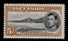 ASCENSION GVI SG46a, 5s black & yellow-brown, M MINT. Cat £48. PERF 13