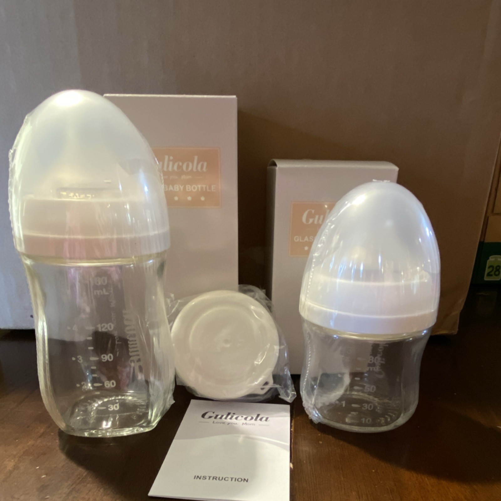 Newborn Glass Baby Bottle Set new in box  80mL & 160mL  & In