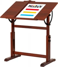 MEEDEN Wood Drafting Table,Artist Drawing Table with Height Adjustable Walnut 