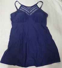 NWT Swimsuits for All 16 Crochet Neckline 1 Pc Swim dress Blue 130790