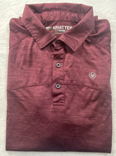 Ariat Tek Heat Series Polo Shirt Heathered Maroon Short Sleeve Outdoor Men's L
