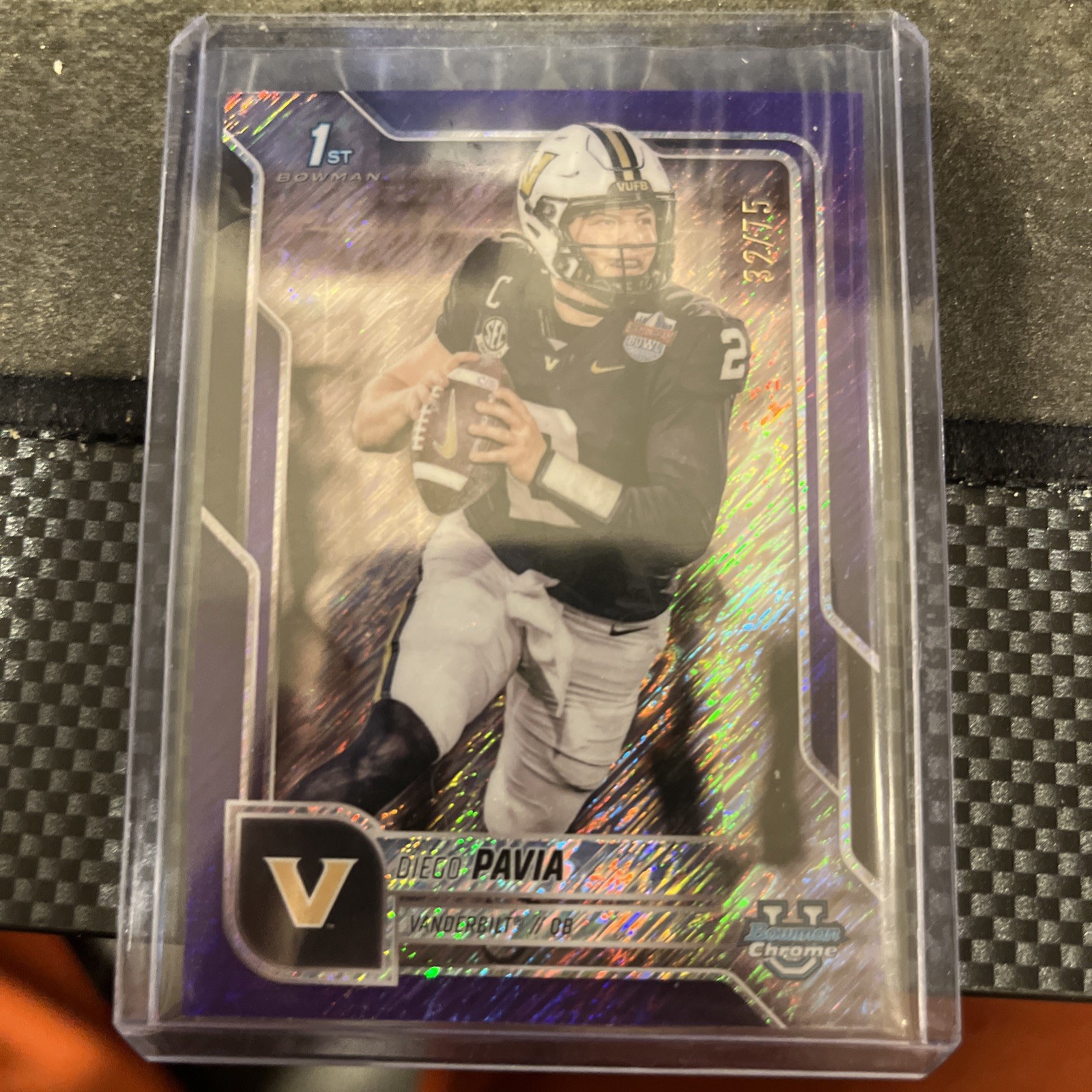 2025 Bowman University Chrome - Diego Pavia #190 Purple Shimmer Refractor /75