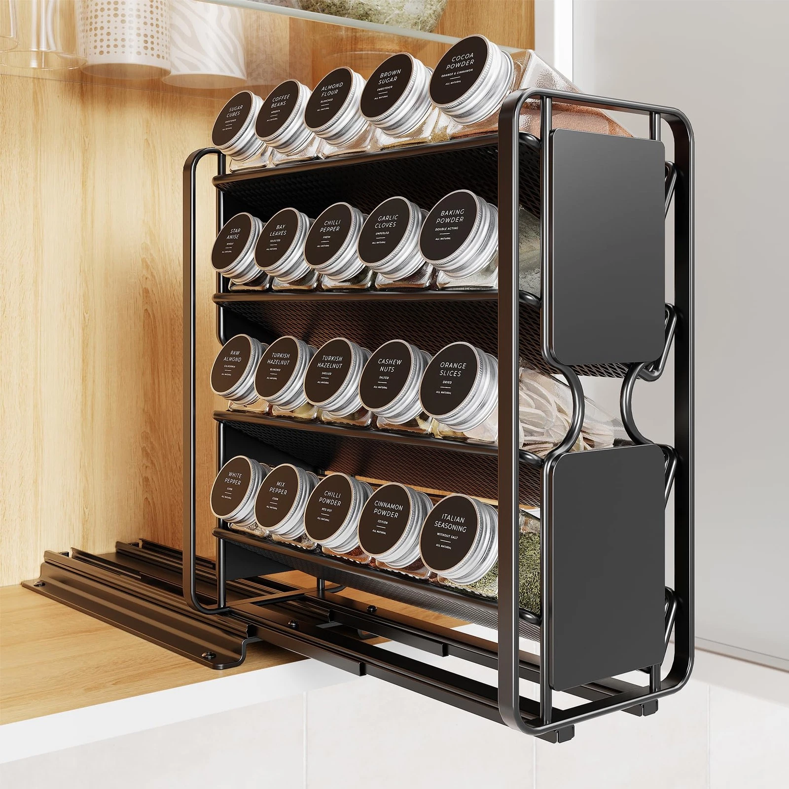 Spice Rack Organizer Drawer Cabinet: Pull Out Spice Seasoning Organization wi...