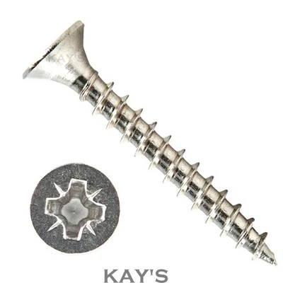 STAINLESS STEEL WOOD SCREWS POZI CSK COUNTERSUNK CHIPBOARD SCREW ALL SIZES A2-70 - Image 1 of 4