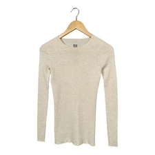 RICK OWENS DIRT SS 18 Cashmere Ribbed Stretch Sweater Beige