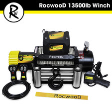 Electric Winch 13500lbs 12V RocwooD Steel Heavy Duty Fairlead Remote Control
