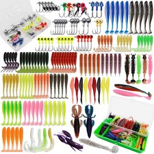 182Pcs Fishing Soft Lures with Jig Head Hooks Set, Jig Head Hooks Swimbait Pa...