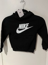 NWT Nike Hoodie Boys Size 4 Black Soft Cotton Poly Blend Hooded Sweatshirt