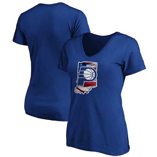 Women's Royal Indiana Pacers Banner State V-Neck T-Shirt