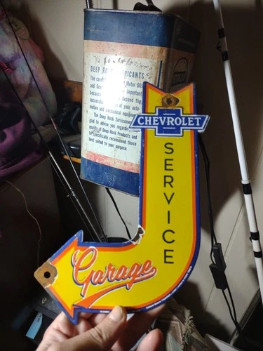 VINTAGE CHEVROLET PORCELAIN OLD SIGN OK USED CARS TRUCK DEALERSHIP SERVICE SALES