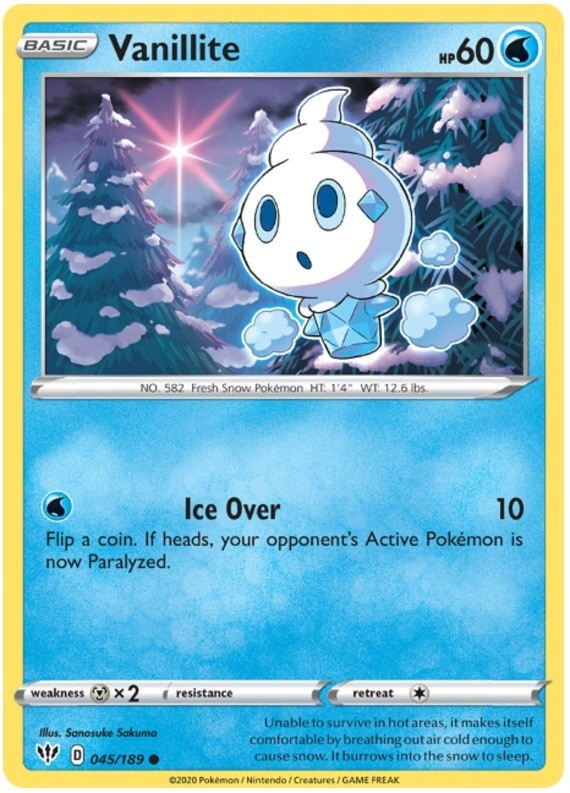 Vanillite - 045/189 - Common (Near Mint) Darkness Ablaze - Water Pokémon