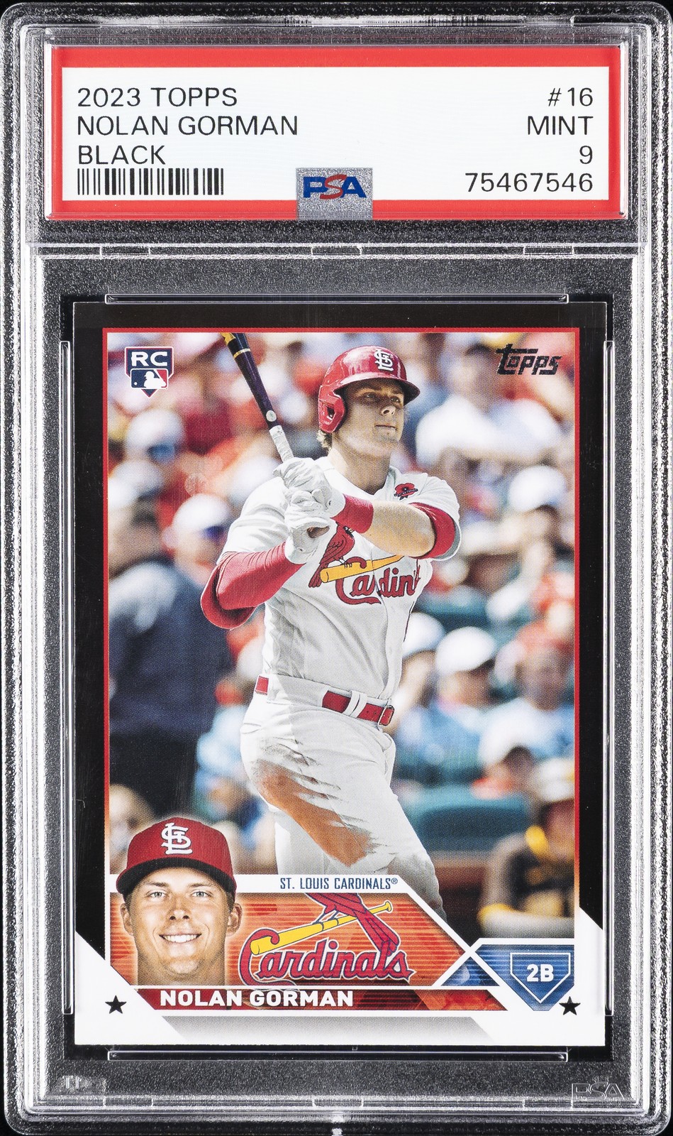 2023 TOPPS BLACK #16 NOLAN GORMAN 13/72 PSA 9