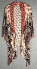 Flying Tomato Rayon Kimono M/L Paisley Print Open Front Boho Duster