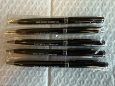 The Ritz Carlton Metal Ball Point Twist Pens Sleek Black Silver - 5 Pack NEW