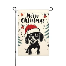 Christmas Garden Flag Dog Double Sided Vertical Seasonal Winter Dachshund