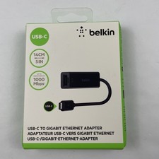 Authentic Belkin USB-C to Ethernet  1000 Mbps Black - USB-C to Gigabit Adapter