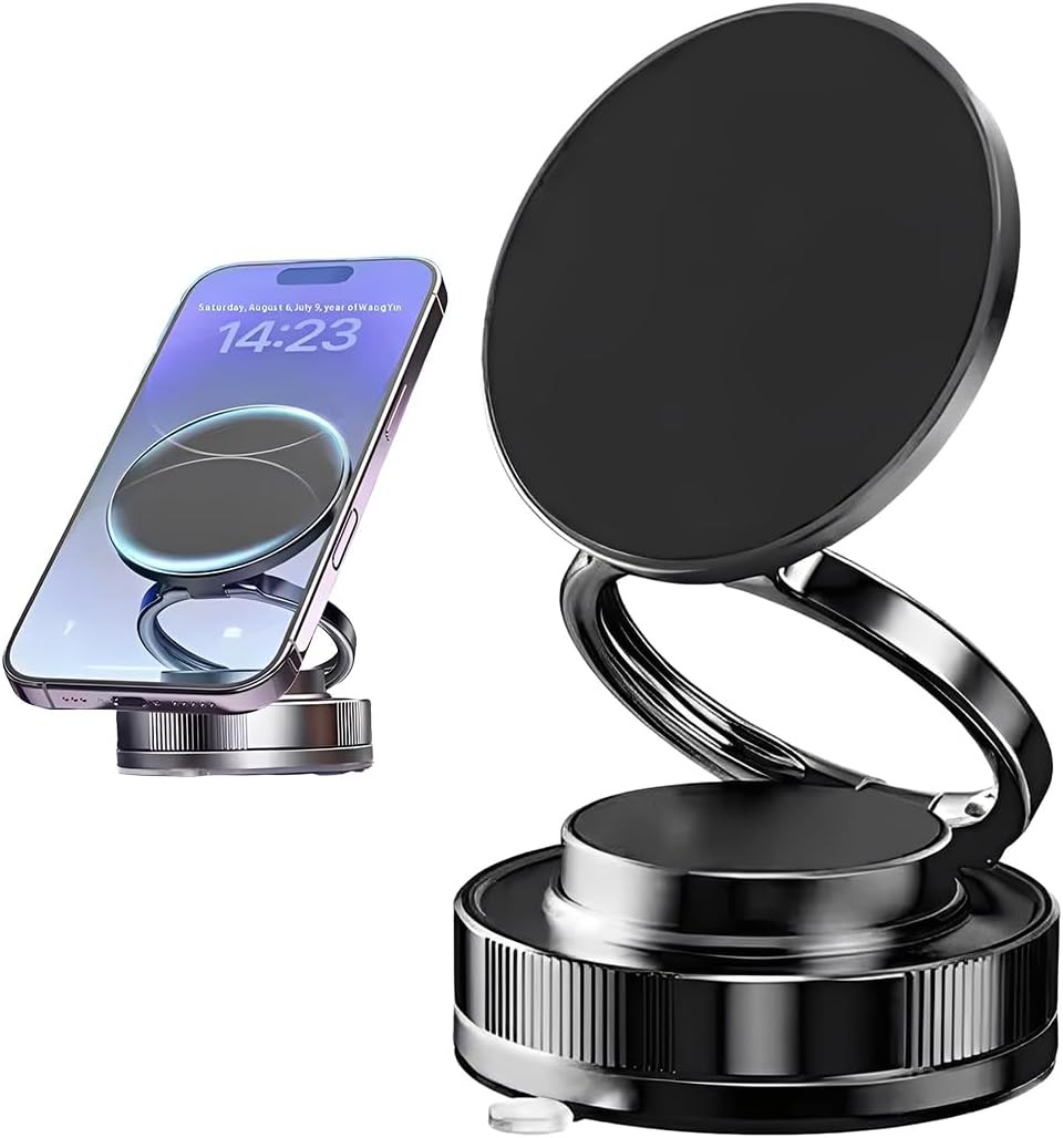 Supporto Magnetico Smartphone 360 Rotazione Adesione Sottovuoto Auto