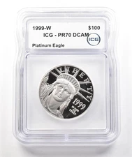 1999-W $100 American Platinum Eagle 1 Oz Platinum PR70 DCAM ICG *4336