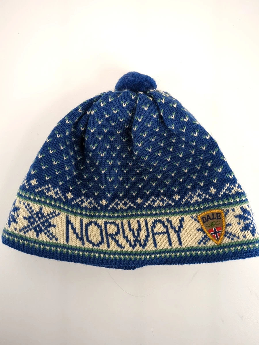 Vintage Dale of Norway Fair Isle Wool Ski Hat Beanie Pom Pom Nordic Blue Knitted Skiing Winter Hat With Ear Flops Woolen Nordic Fair  main image 3