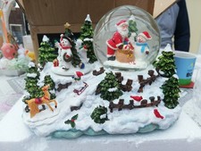 Christmas Snow Globe Scene with Lights and Animation. Battery operated