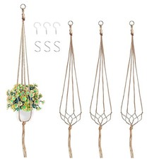 3X Macrame Jute Plant Hanger Flower Pot Holder Wall Art Garden Hanging Rope
