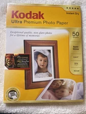 Kodak Ultra Premium Instant Dry Photo Paper 50 Studio Gloss Sheets 8.5x11 Sealed