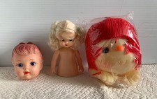 Vintage Fibre Craft Mitzy Head with Hair Doll Making Head Arm Parts Set