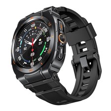 For Samsung Galaxy Watch Ultra 2 47mm Rugged Silicone Band Strap w/ Metal Case