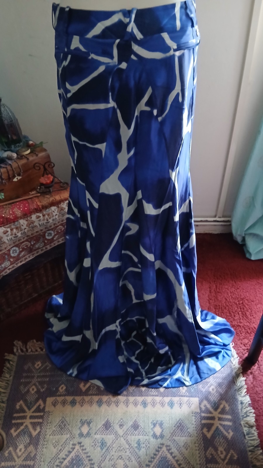 Y2k Vintage Rare Roberto Cavalli Gaia Blue Animal Silk Maxi Skirt Runway ss2006 image 7