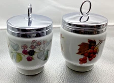 2 Different Print Royal Worcester Evesham Double Egg Coddler Peach & Berries c41
