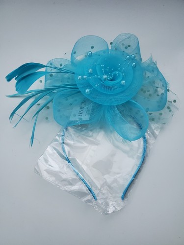 New Women's Blue Fascinator Hat Tea Party Cocktail Headband Clip Hair Accessory
