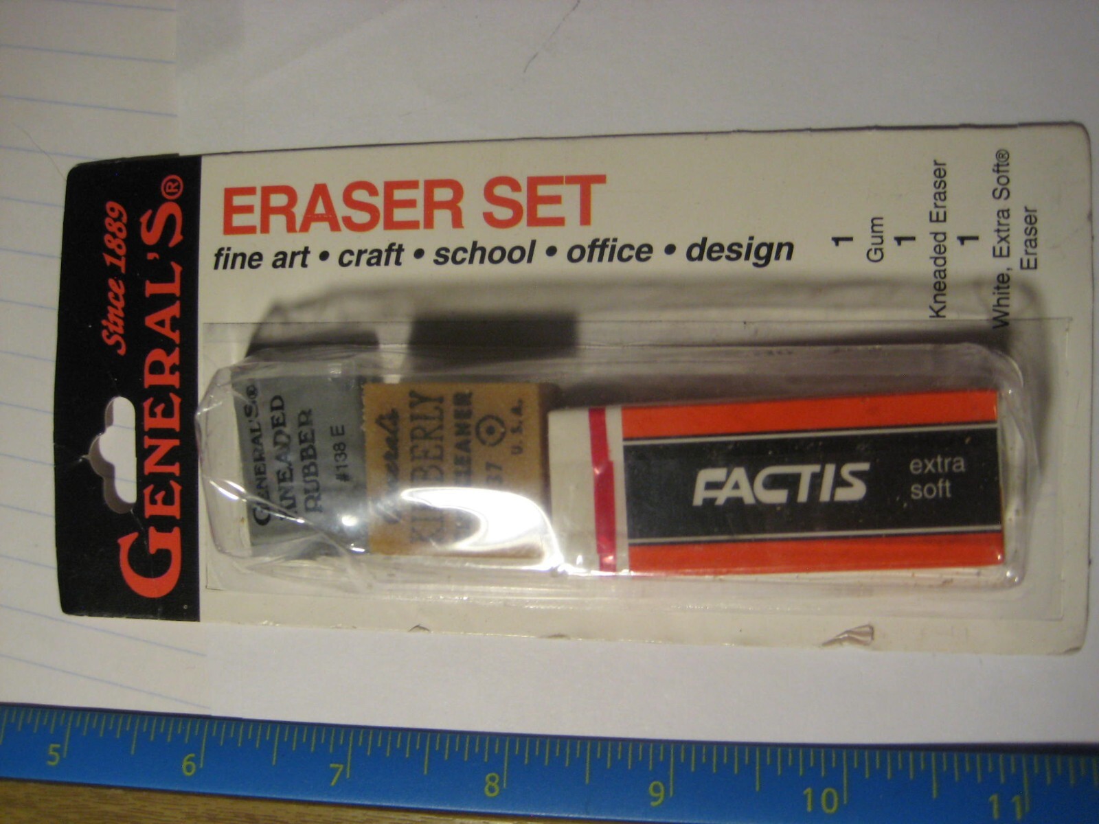 Vintage General's Eraser Set 1 Gum 1 Kneaded Eraser 1 Factis Extra Soft ...