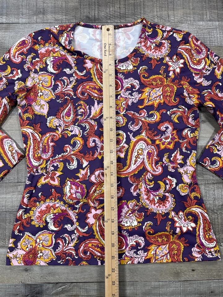 Camisa Pullover J McLaughlin Para Mujer Pequeña Púrpura Cachemira Floral Informal Foto 3 de 4