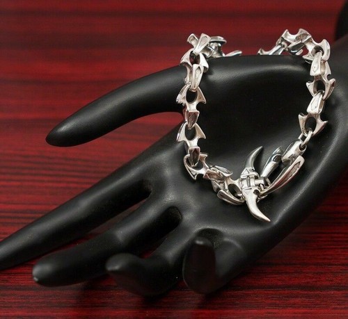RIESIGE SCHWERE HAI BARAKA KETTE 925 STERLINGSILBER HERRENARMBAND 8,5 9 9,5 10" - Bild 6 von 12
