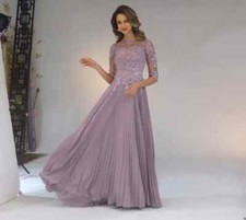 Chiffon Wedding Guest Dresses A Line With 3/4 Sleeves Mother Of The Bride Dress