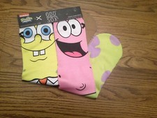 ODD SOX Spongebob Squarepants Nickelodeon yellow orange Crew Socks Size 6-13