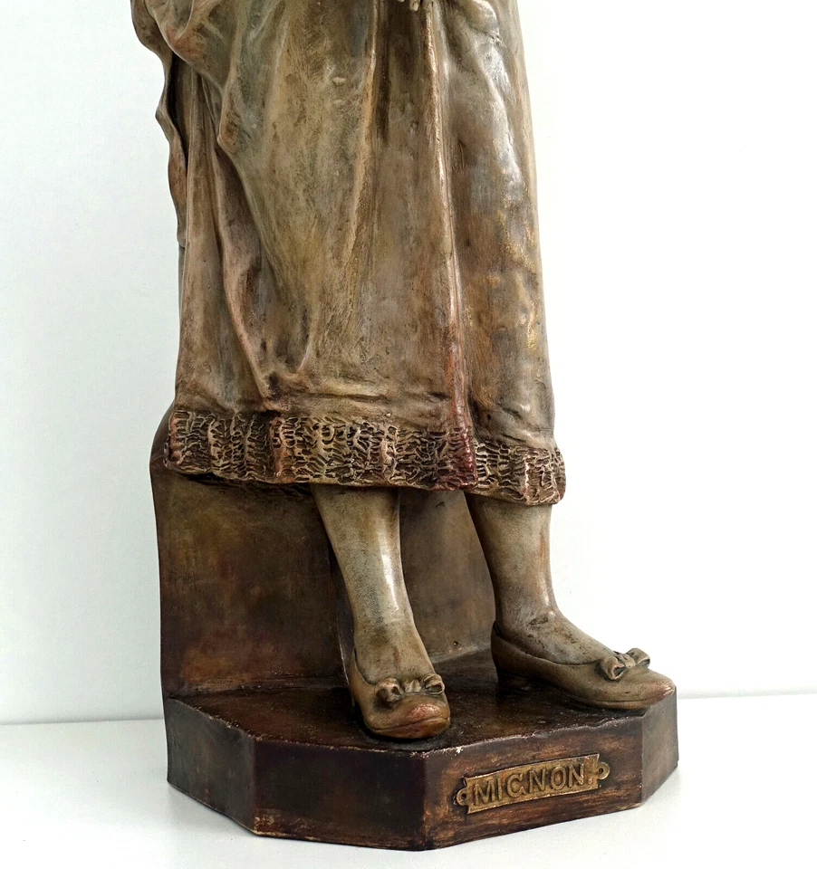 GOLDSCHEIDER Grande Sculpture "MIGNON" Art Nouveau (60cm) Jugendstil Wien XIXème - Photo 4/4