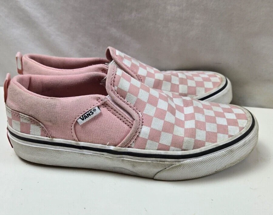 Vans Off The Wall Sneakers Women pink white Checkerboard Classic Slip on sz 3y - Image 3 of 4