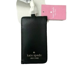 Kate Spade Staci Saffiano Leather Lanyard ID Card Holder Black Brand New w/ Tags